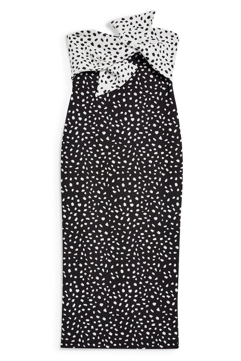 Bow Twist Midi Dress, Alternate, color, BLACK MULTI
