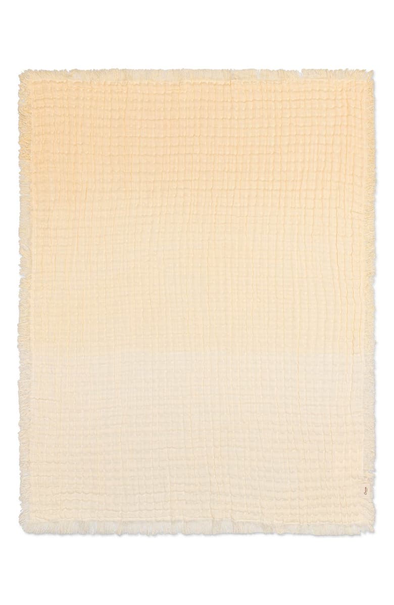 CRANE BABY Ombré Cotton Muslin Blanket, Main, color, Yellow