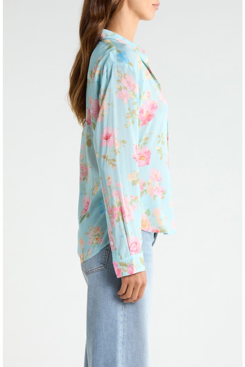 Floral Button-Up Shirt, Alternate, color, BLUE WATER ROSE