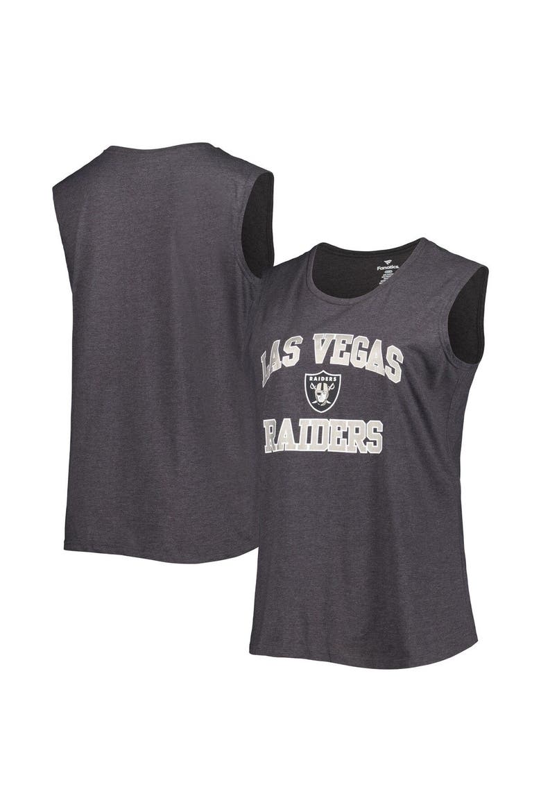 Women's Fanatics Branded Heather Charcoal Las Vegas Raiders Plus Size Tank Top, Main, color, Heather Charcoal