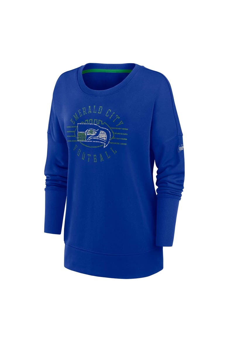 Women's Nike Royal Seattle Seahawks Rewind Playback Icon Performance Pullover Sweatshirt, Alternate, color, Royal