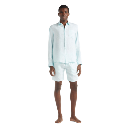 Vilebrequin Natural Dye Linen Shirt In Pacific