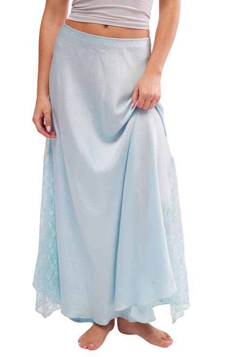 Make You Mine Lace Inset Satin Maxi Slip Skirt