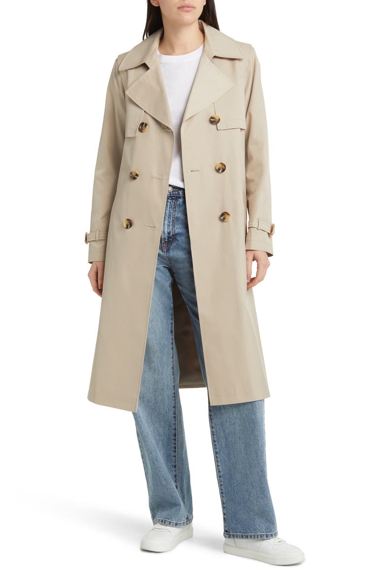Corduroy Contrast Trench Coat, Alternate, color, BIRCH