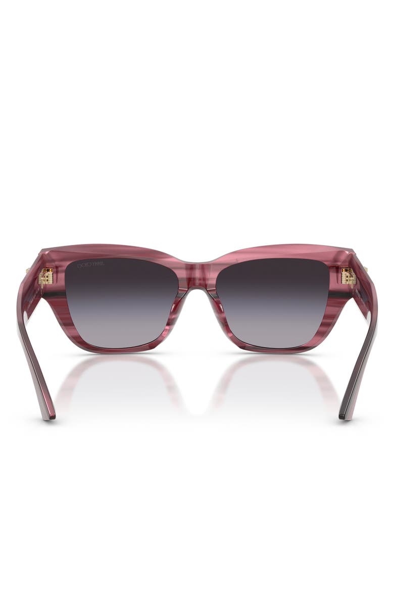 Jimmy Choo 54mm Gradient Pillow Sunglasses, Alternate, color, Striped Cranberry / Gray