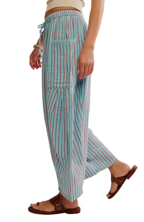 Free People Quin Stripe Cotton Drawstring Pants In Green