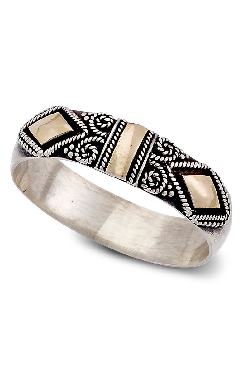 SAMUEL B. Thai 18K Yellow Gold & Sterling Silver Filigree Ring, Main, color, Silver-Gold