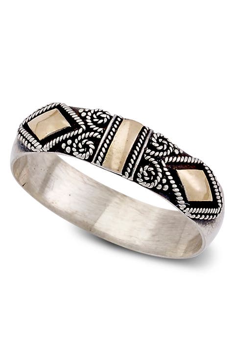 Thai 18K Yellow Gold & Sterling Silver Filigree Ring