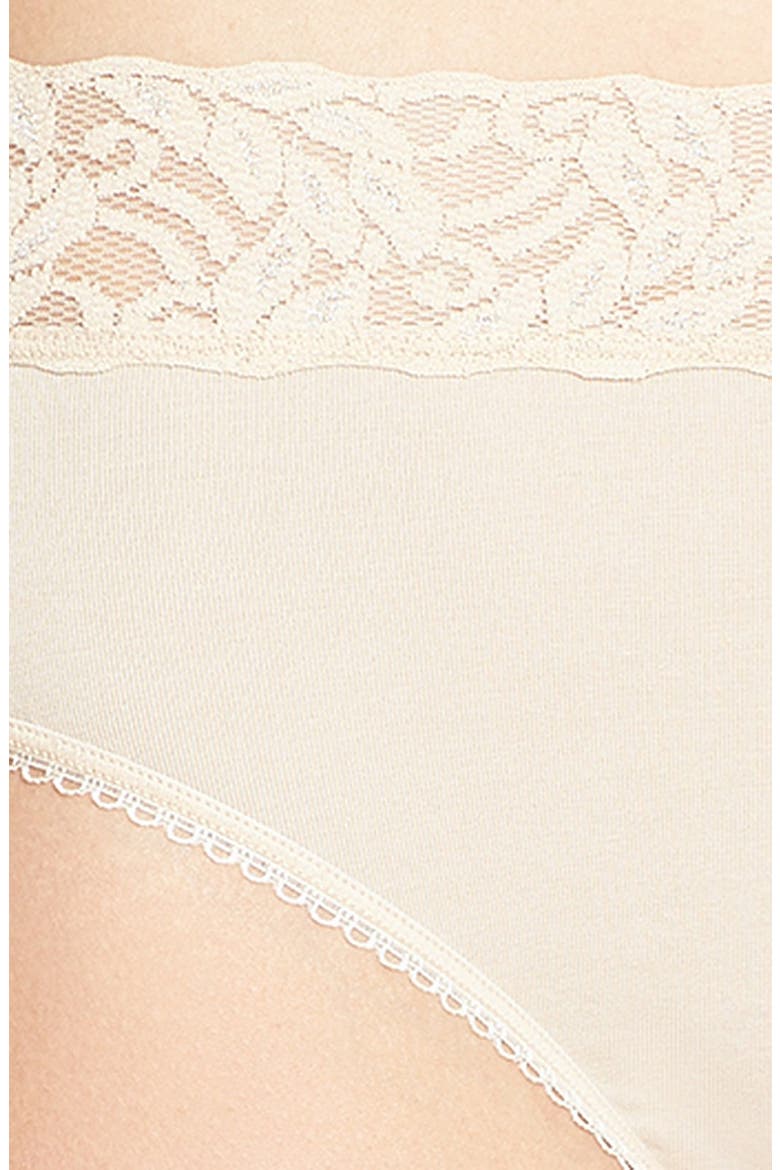 Cotton Suede Lace Trim High Cut Briefs, Alternate, color, NATURALLY NUDE