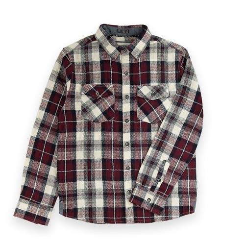 Sovereign Code Redwood Button Down Shirt In Dk Red/luke Plaid