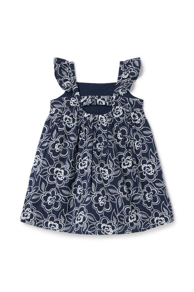 Embroidered Floral Flutter Sleeve Dress, Alternate, color, Blue