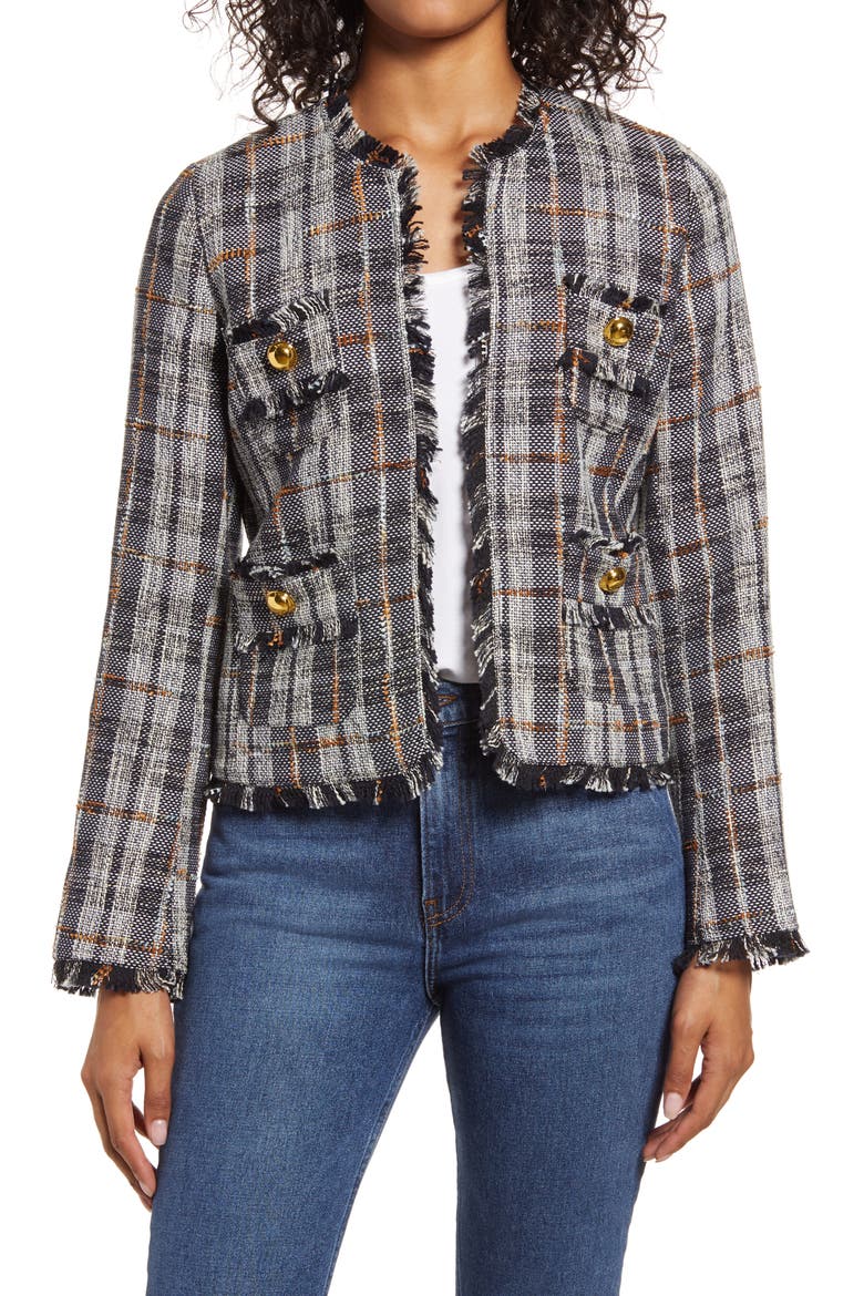 Tweed Jacket, Main, color, NAVY- BLACK TWEED