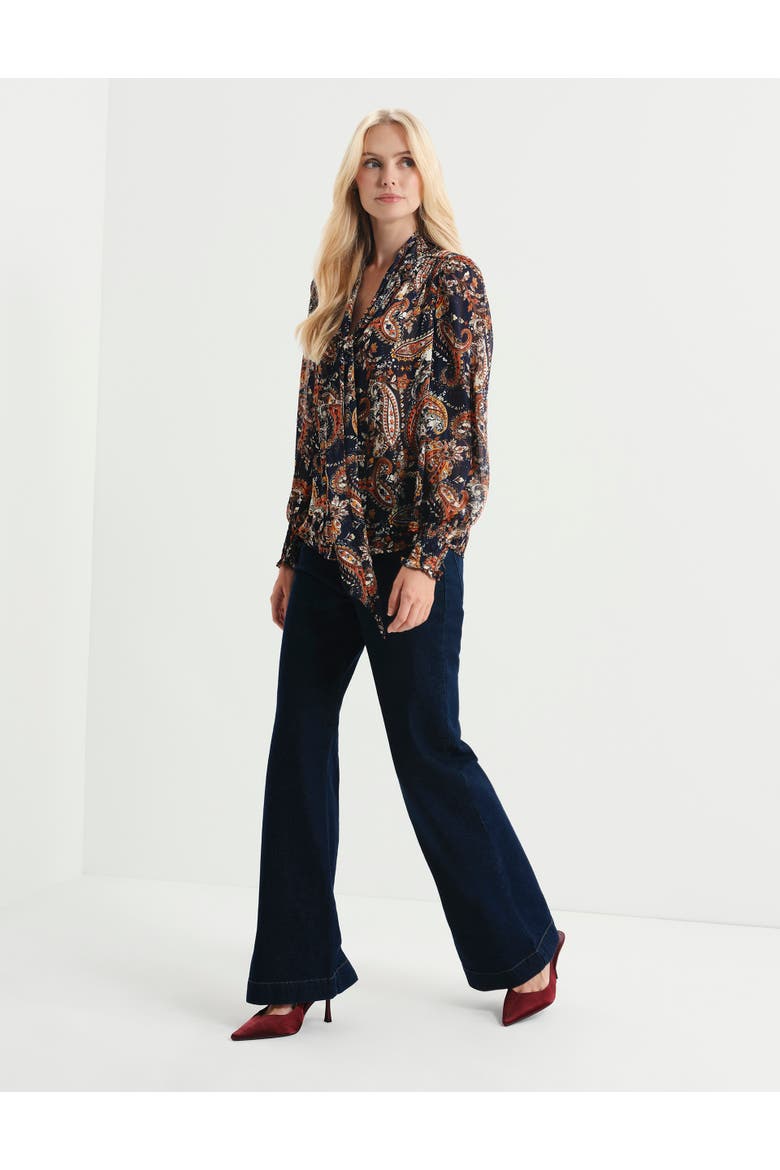 Mavis Printed Chiffon Blouse, Alternate, color, Navy Paisley
