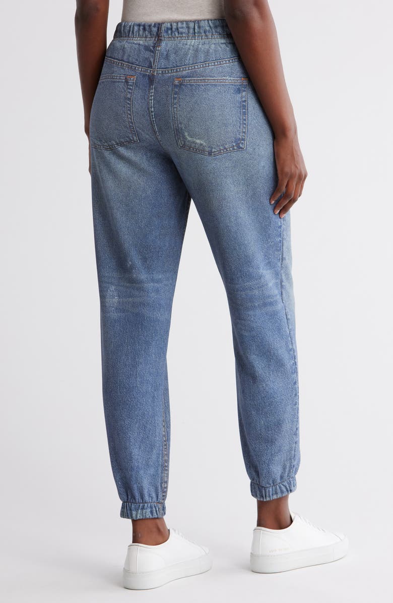 ECRU Mirage Denim Printed French Terry Joggers, Alternate, color, Indigo Wash