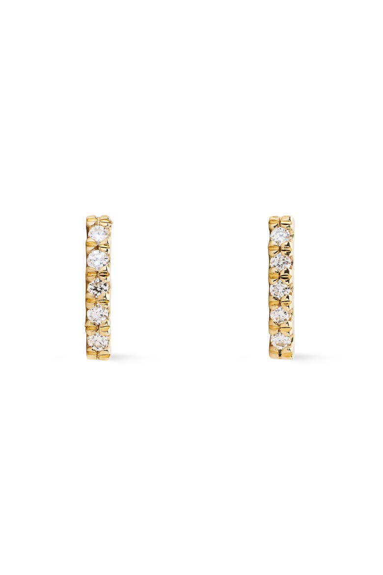Gold Stud Earrings - Pave Diamond Bar Studs, Main, color, Gold
