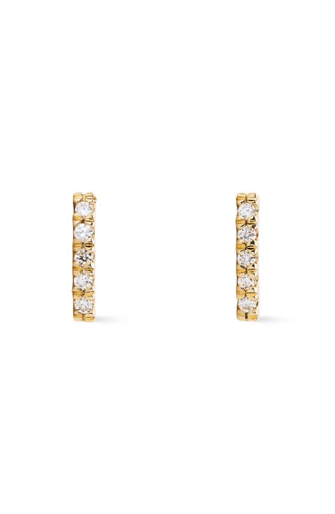 Gold Stud Earrings - Pave Diamond Bar Studs