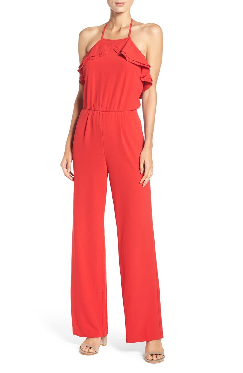 ECI Ruffle Halter Jumpsuit, Main, color,