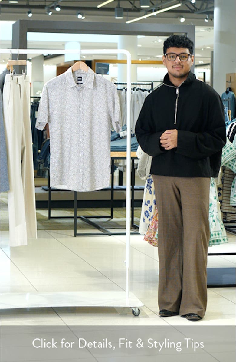 Roan Short Sleeve Stretch Linen Button-Up Shirt, sales video thumbnail