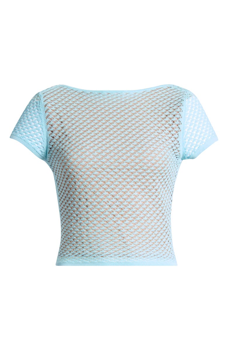 Mistress Rocks Ruffle Knit Open Back Crop Top, Alternate, color, Seafoam