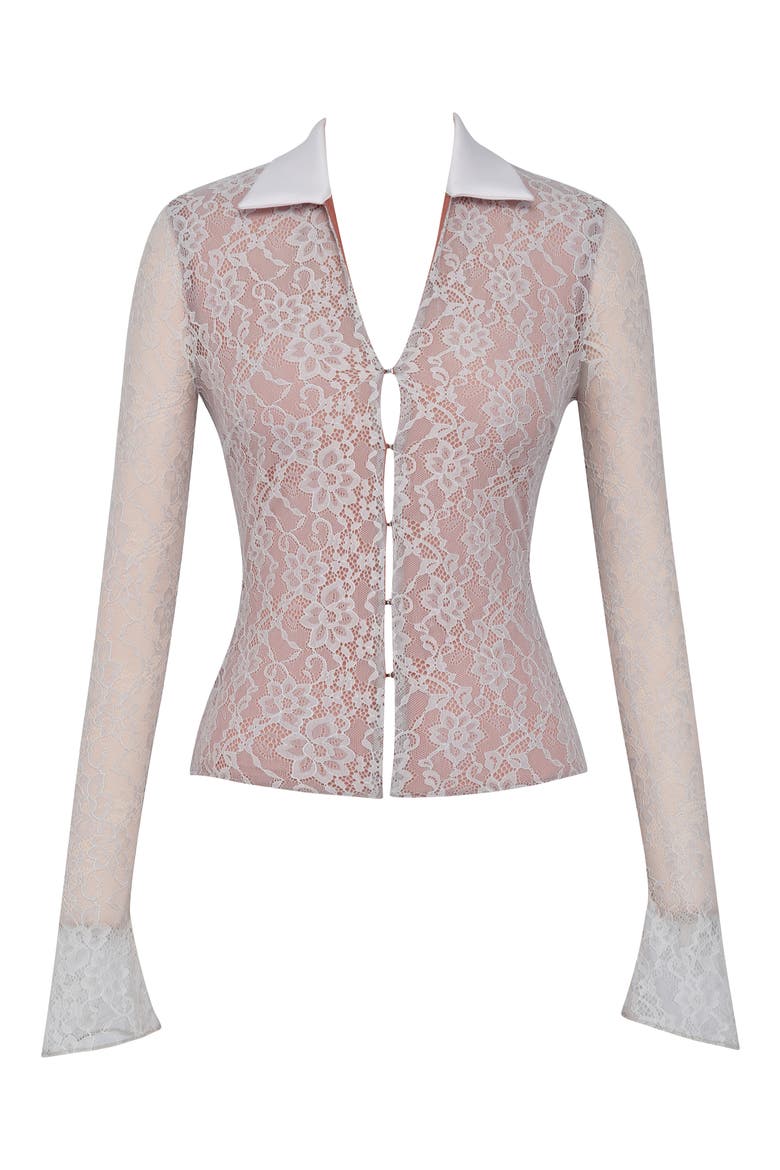 Stretch Lace Shirt, Alternate, color, CREAM
