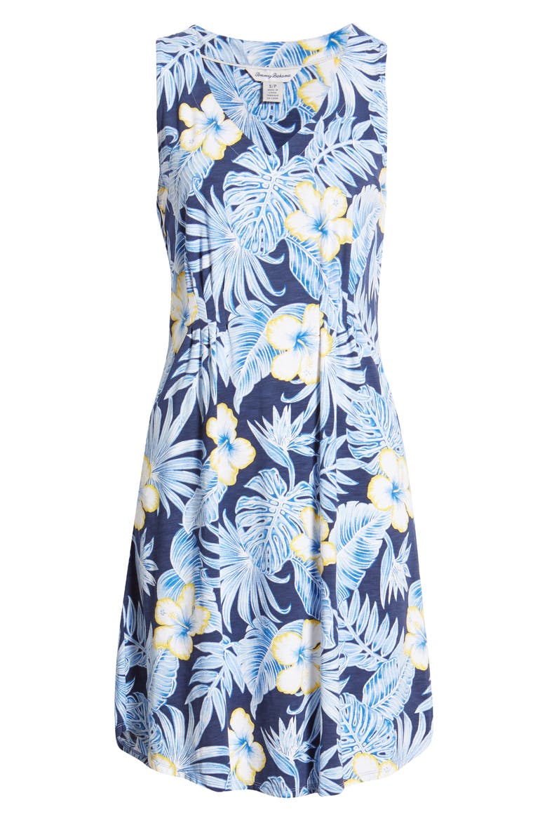 Blossoms Sleeveless Knit Dress, Alternate, color, ISLAND NAVY
