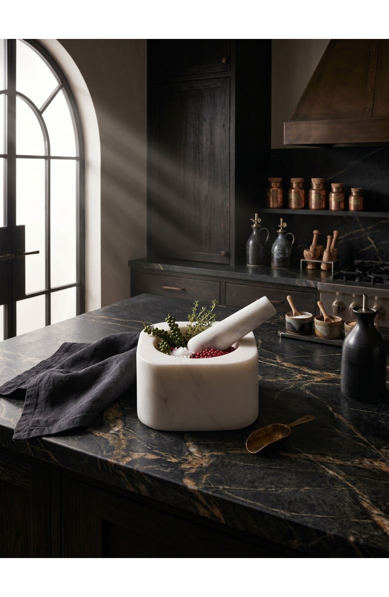 GAURI KOHLI Noble Marble Mortar and Pestle, Alternate, color, Ivory White