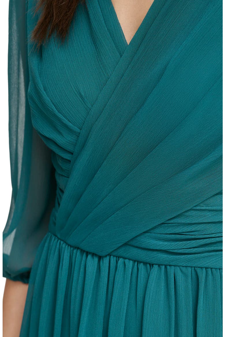 Ruched Balloon Sleeve A-Line Dress, Alternate, color, FOREST GREEN