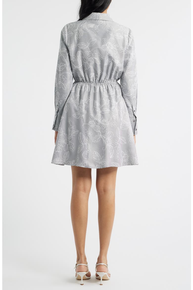 Floral Long Sleeve Shirtdress, Alternate, color, GREY/ WHTIE