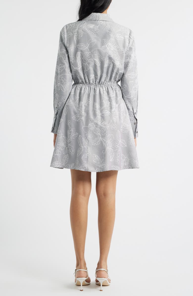 Sam Edelman Floral Long Sleeve Shirtdress, Alternate, color, Grey/ Whtie
