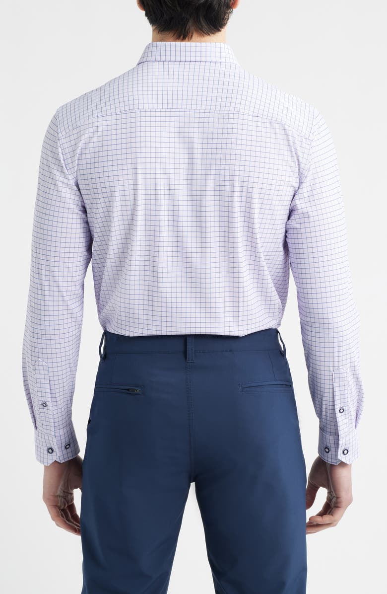 Johnston & Murphy XC Motion Performance Knit Button-Up Shirt, Alternate, color, Purple/ Navy