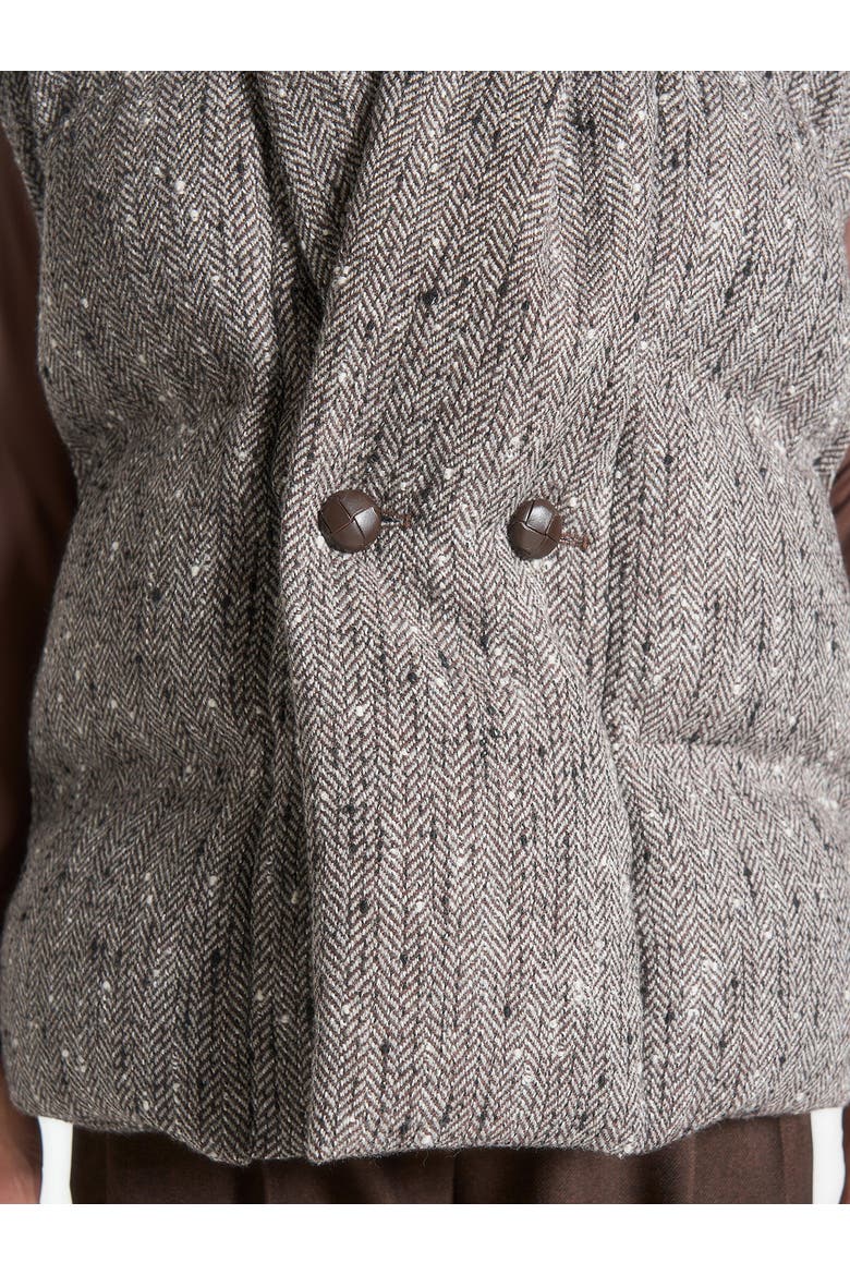 Inez Herringbone Wool Wrap Belted Puffer Jacket, Alternate, color, Brown
