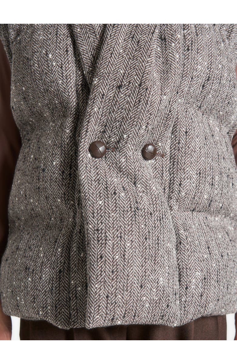 Manière De Voir Inez Herringbone Wool Wrap Belted Puffer Jacket, Alternate, color, Brown