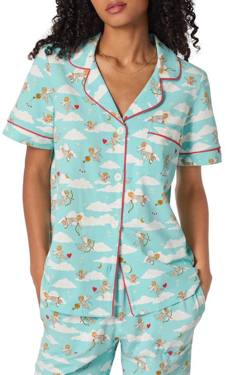 Bedhead Pajamas Print Stretch Organic Cotton Crop Pajamas In Blue