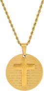 STEELTIME Men's 18k Gold Plated Cross Medallion Necklace