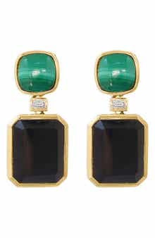 EFFY Malachite, Onyx & Diamond Drop Earrings