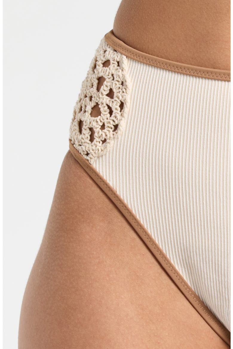 High Waist Bikini Bottoms, Alternate, color, WHITE SAND