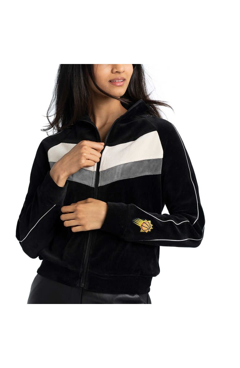 LUSSO Women's Lusso Black Phoenix Suns Nixie Colorblock Chevron Raglan Full-Zip Track Jacket, Main, color, Black