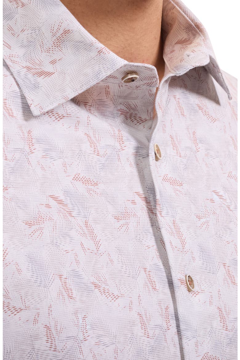 Miles OoohCotton® Leaf Print Short Sleeve Button-Up Shirt, Alternate, color, SIENNA