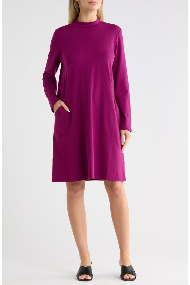 Mock Neck Long Sleeve Dress, Main, color, RASPBERRY