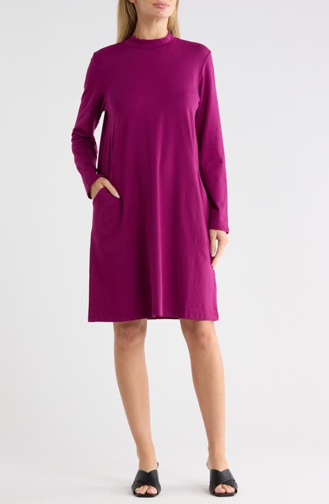 Mock Neck Long Sleeve Dress