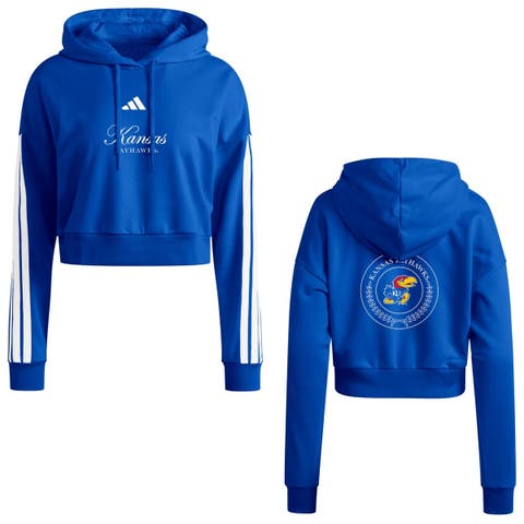 Women's adidas Royal Kansas Jayhawks Campus Queen Cropped Pullover Hoodie