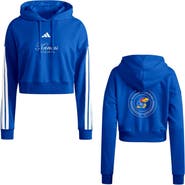 adidas Women's adidas Royal Kansas Jayhawks Campus Queen Cropped Pullover Hoodie