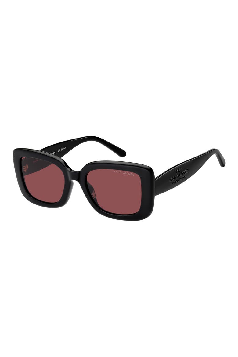 53mm Square Sunglasses, Alternate, color, BLACK/ BURGUNDY