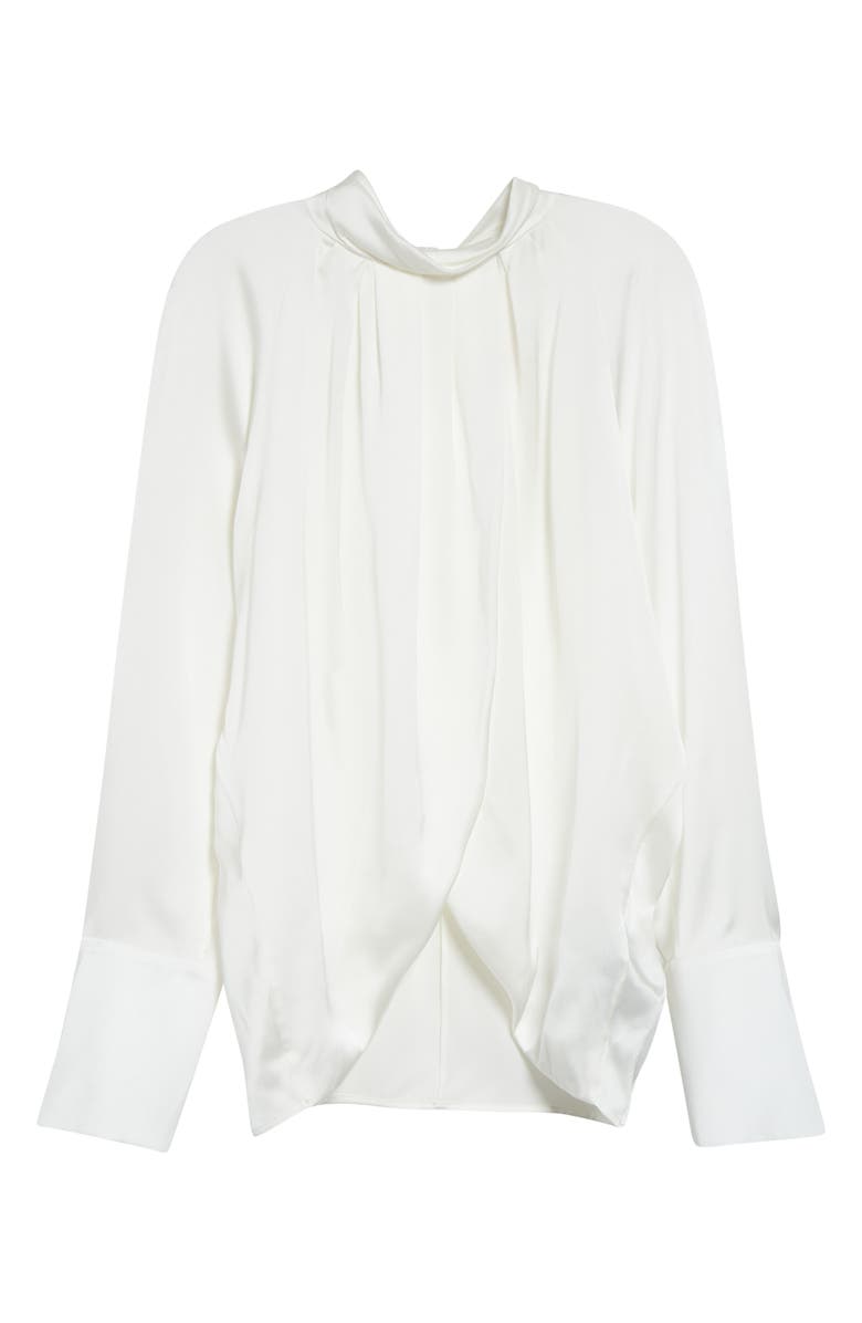 Balmain Draped Silk Top, Main, color, 0Fa White