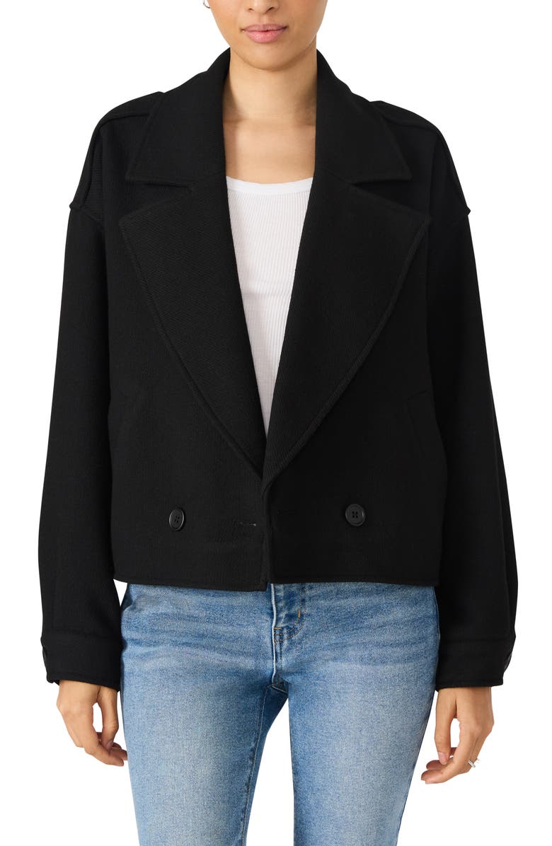 Steve Madden Double Breasted Crop Jacket, Main, color, Black