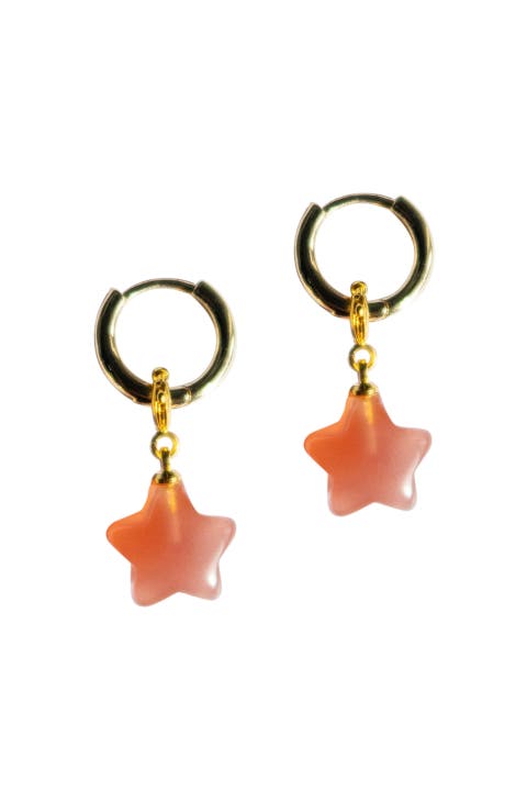 Harvest Star Pink Jade stone charm earrings