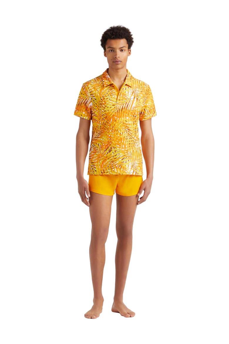 Men's Palm Leaves Printed Terry Polo, Main, color, MANGUE