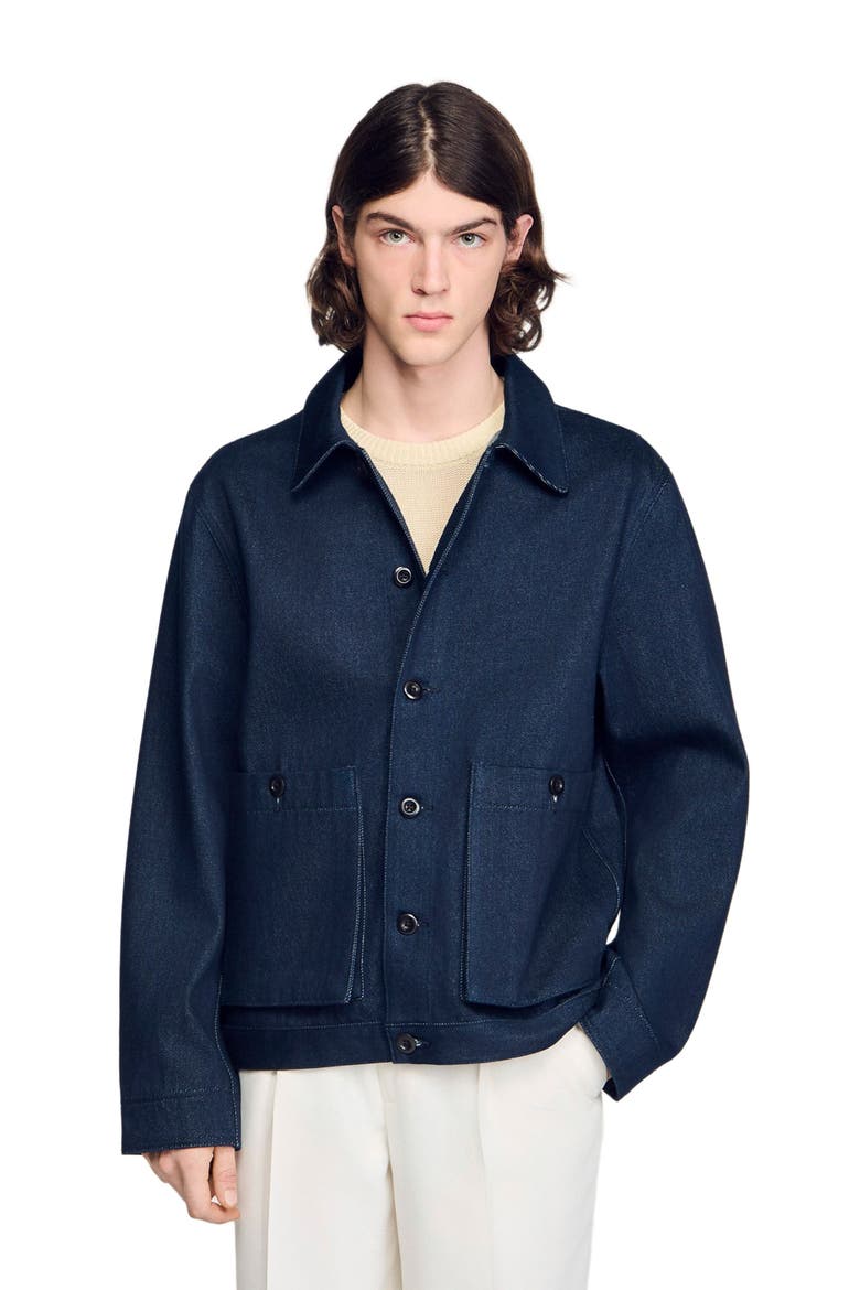 Denim worker jacket, Main, color, Navy blue