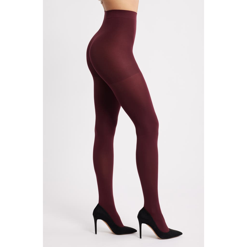 High Heel Jungle 2-pack Velvet Finish 80-denier Opaque Control Top Tights In Burgundy