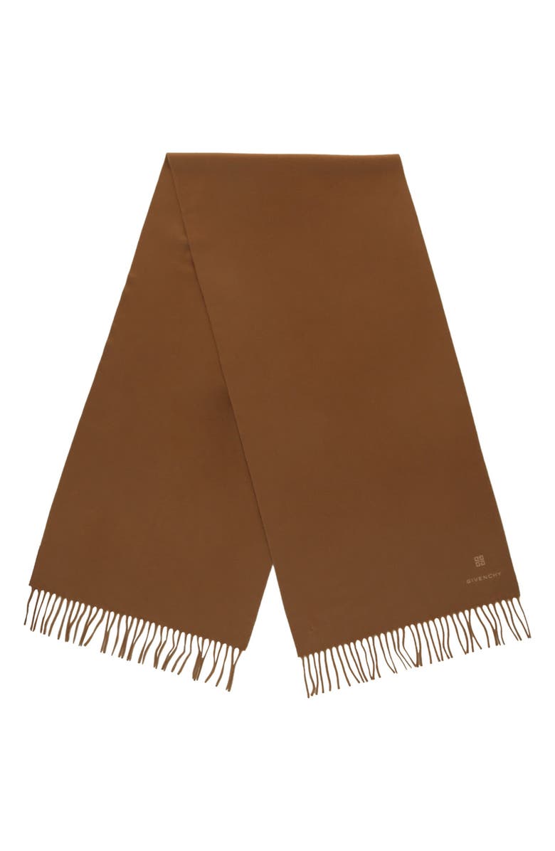 Givenchy Mini 4G Reversible Cashmere Scarf, Alternate, color, Havana Brown